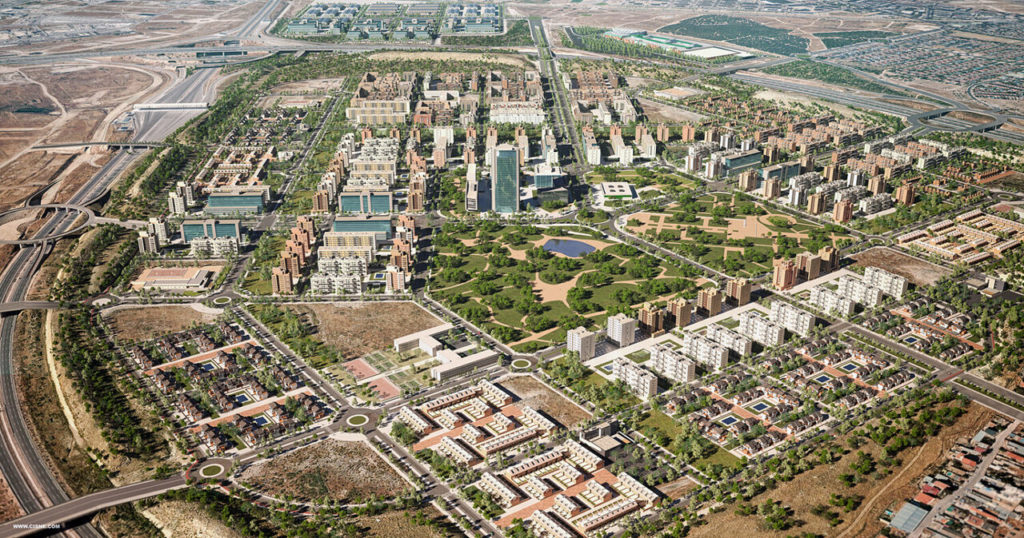 foto aérea del futuro barrio más verde de Madrid: Los Cerros